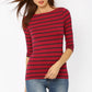 Ralph Lauren Women's Striped Stretch Cotton Top Red Size Large