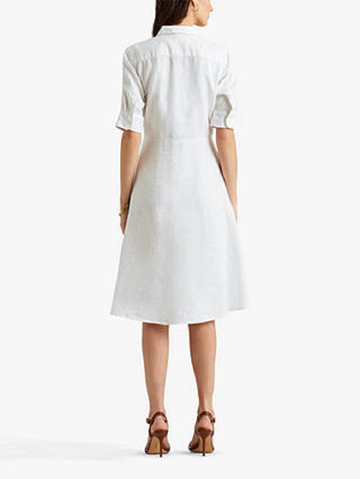 Ralph Lauren Women's Tie Front Shirtdress White Size 4
