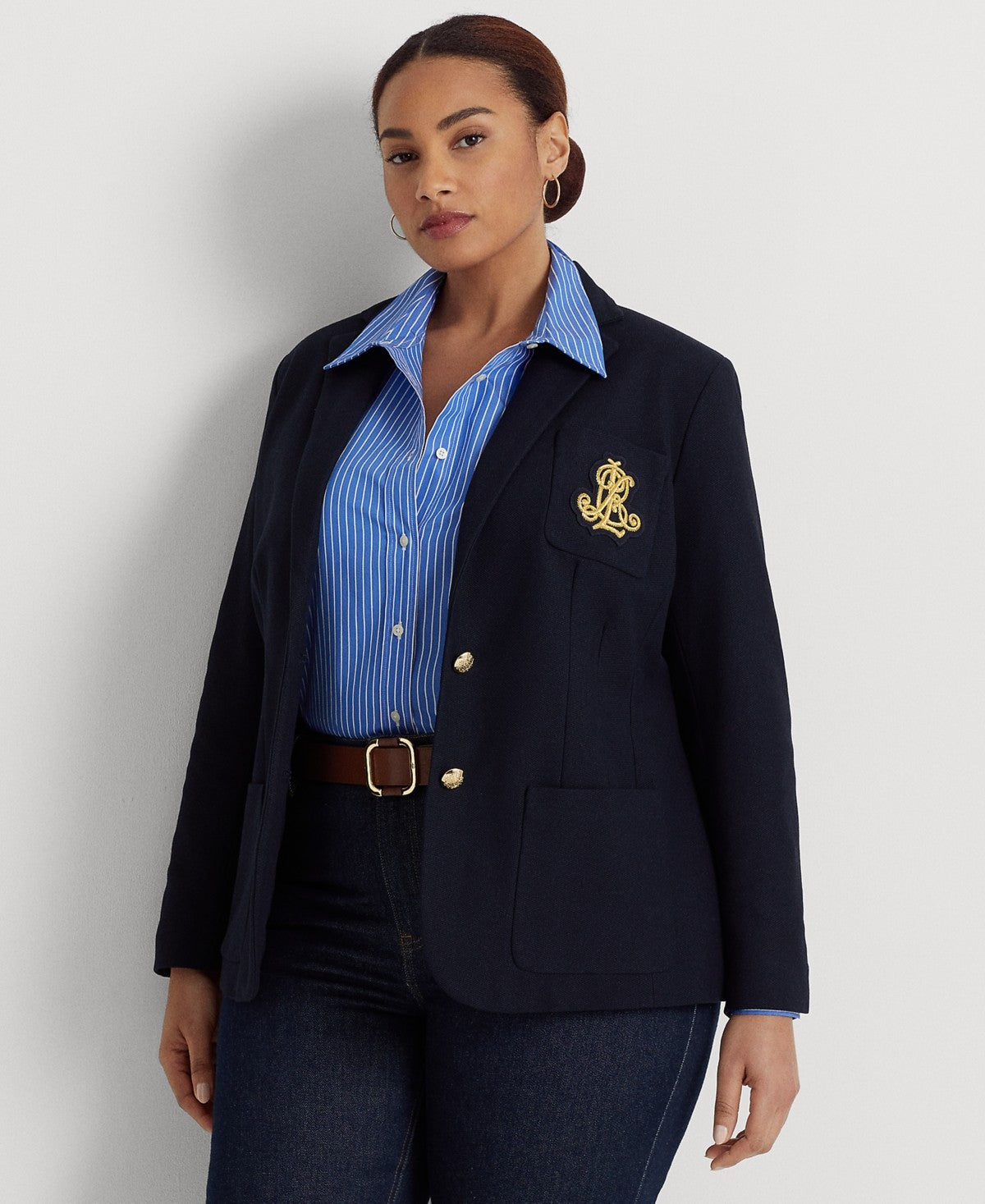 Lauren Ralph Lauren Plus Size Jacquard Blazer Lauren Navy