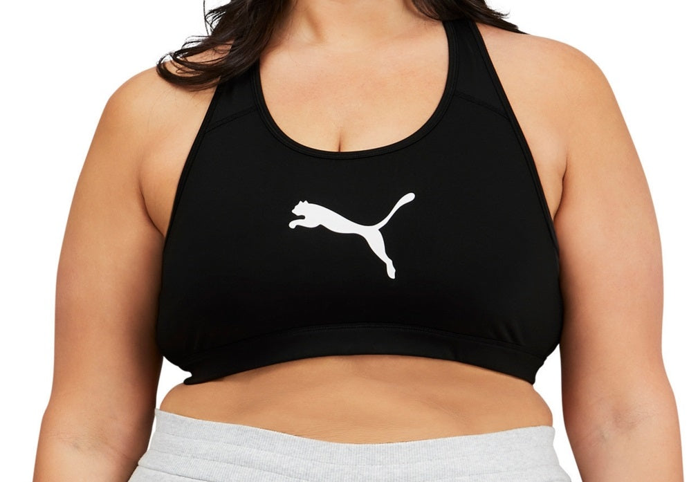 Puma वीमेन 4कीप्स मिड इम्पैक्ट स्पोर्ट्स ब्रा ब्लैक साइज़ 3X