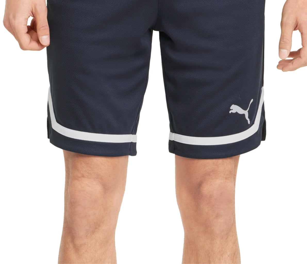 Puma Men's Regular Fit Moisture Wicking Mesh 10 Basketball Shorts Blue Size Large