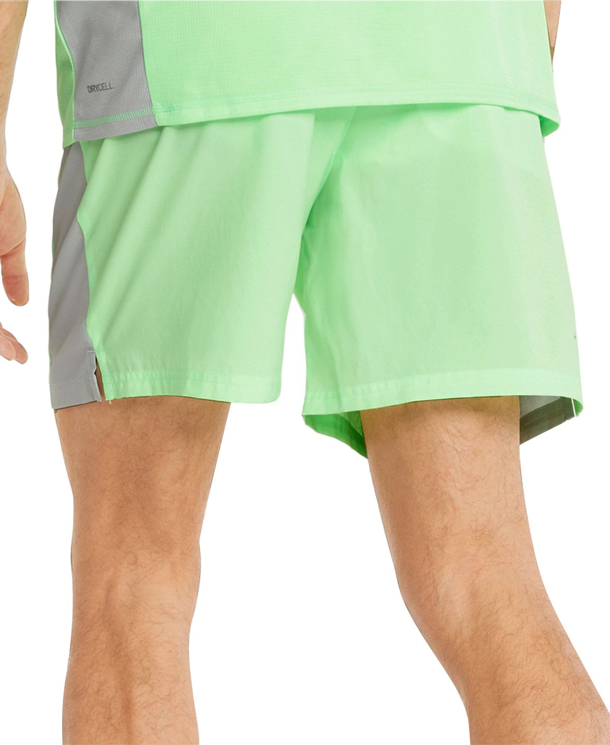 Puma Men's Slim Fit Striped Soccer Shorts Green Size Small