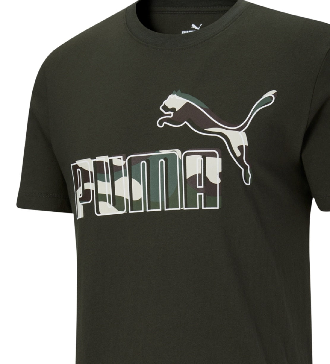 Puma Men's Printed Logo T-Shirt Green Size Small