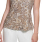 Tommy Hilfiger Women's Printed Sleeveless Top Brown Size X-Small
