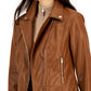 Tommy Hilfiger Women's Faux Leather Moto Jacket Brown Size Large