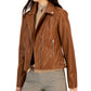 Tommy Hilfiger Women's Faux Leather Moto Jacket Brown Size Medium