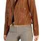 Tommy Hilfiger Women's Faux Leather Moto Jacket Brown Size X Small