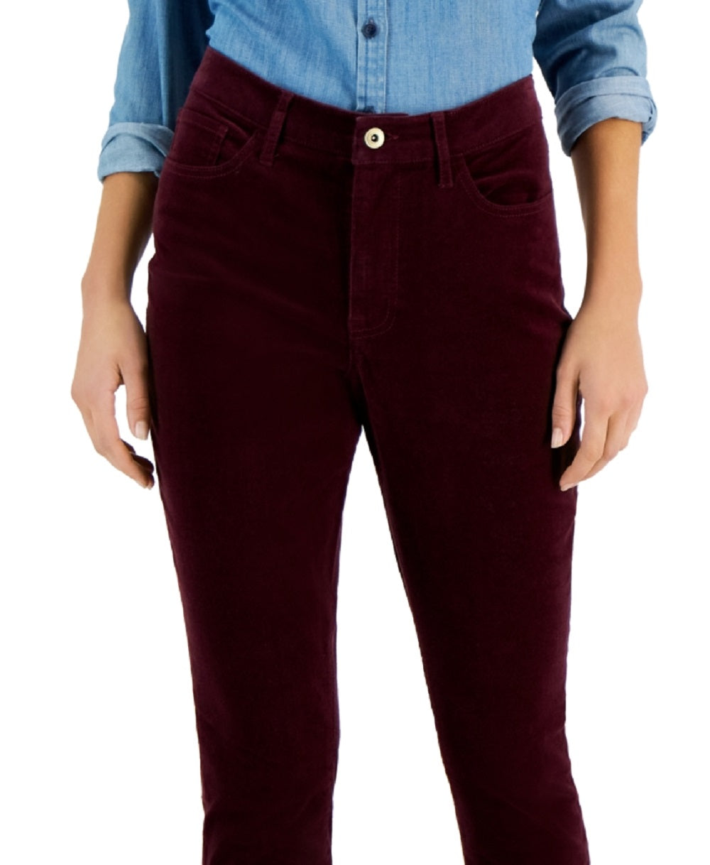 Tommy Hilfiger Women's Corduroy Skinny Ankle Pants Red