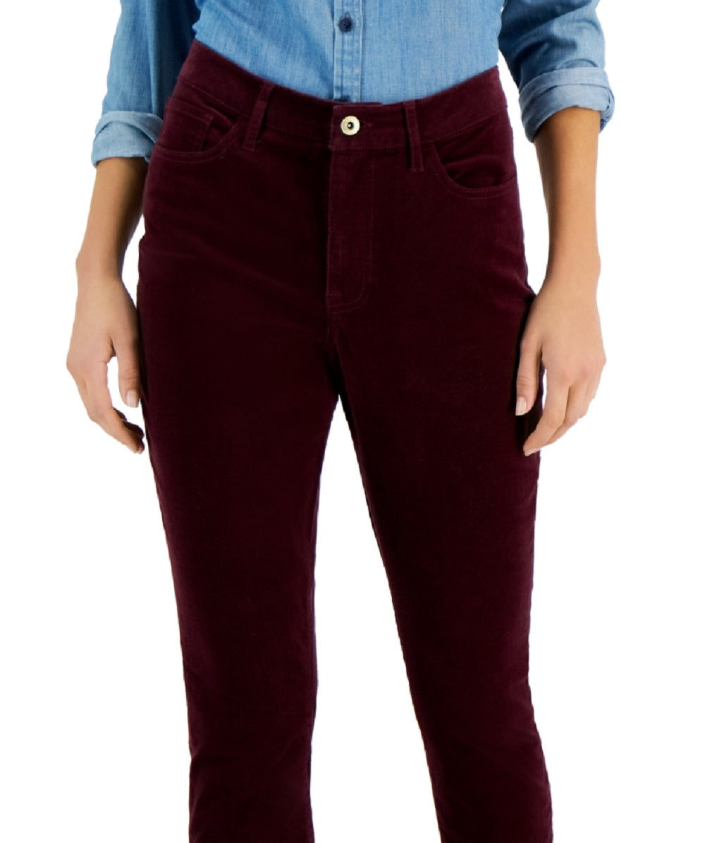 Tommy Hilfiger Women's Corduroy Skinny Ankle Pants Red