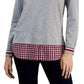 Tommy Hilfiger Women's Cotton Layered Look Sweater Gray