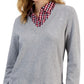 Tommy Hilfiger Women's Cotton Layered Look Sweater Gray Size Small