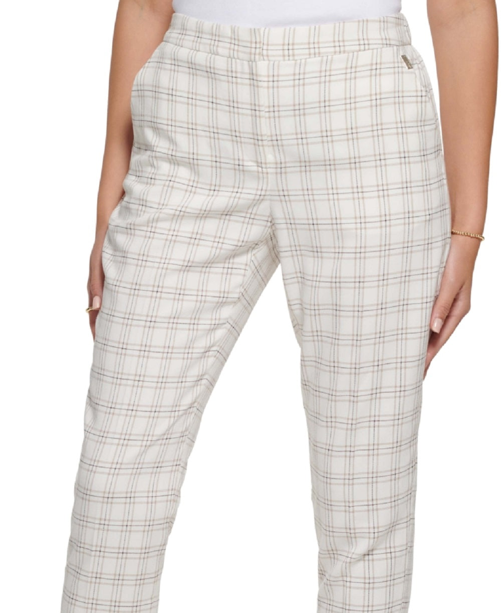 Tommy Hilfiger Women's Plaid Ankle Pants Brown Size 6