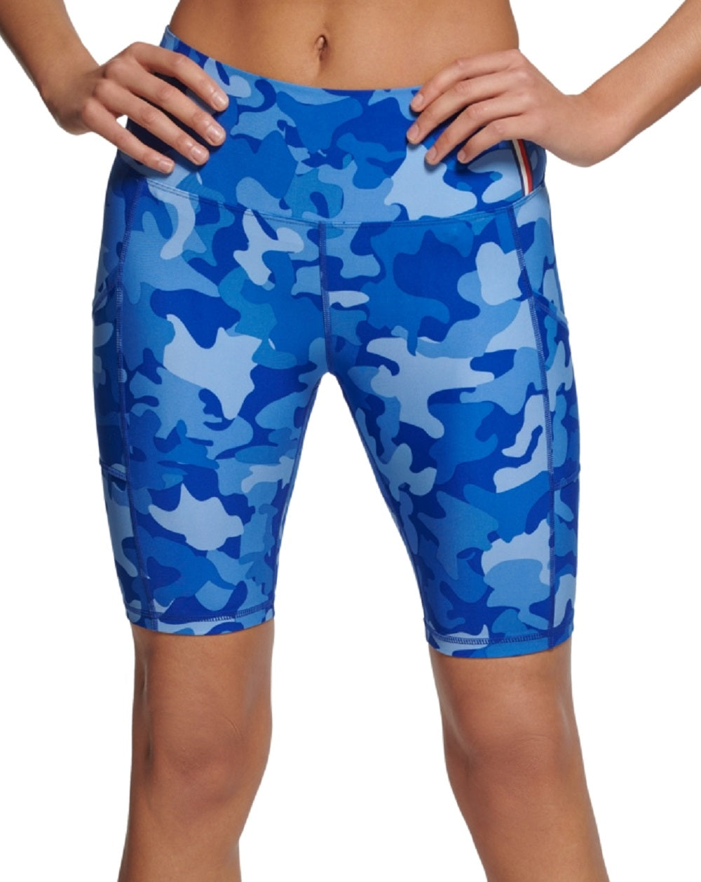 Tommy Hilfiger Women's Camo Bike Shorts Blue Size Large
