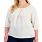 Tommy Hilfiger Women's 3/4 Sleeve Top White Size 1X