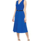 Tommy Hilfiger Women's Belted Pleated Midi Dress Blue Size 8