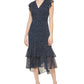 Tommy Hilfiger Women's Polka Dot High Low Midi Dress Blue Size 4Petite