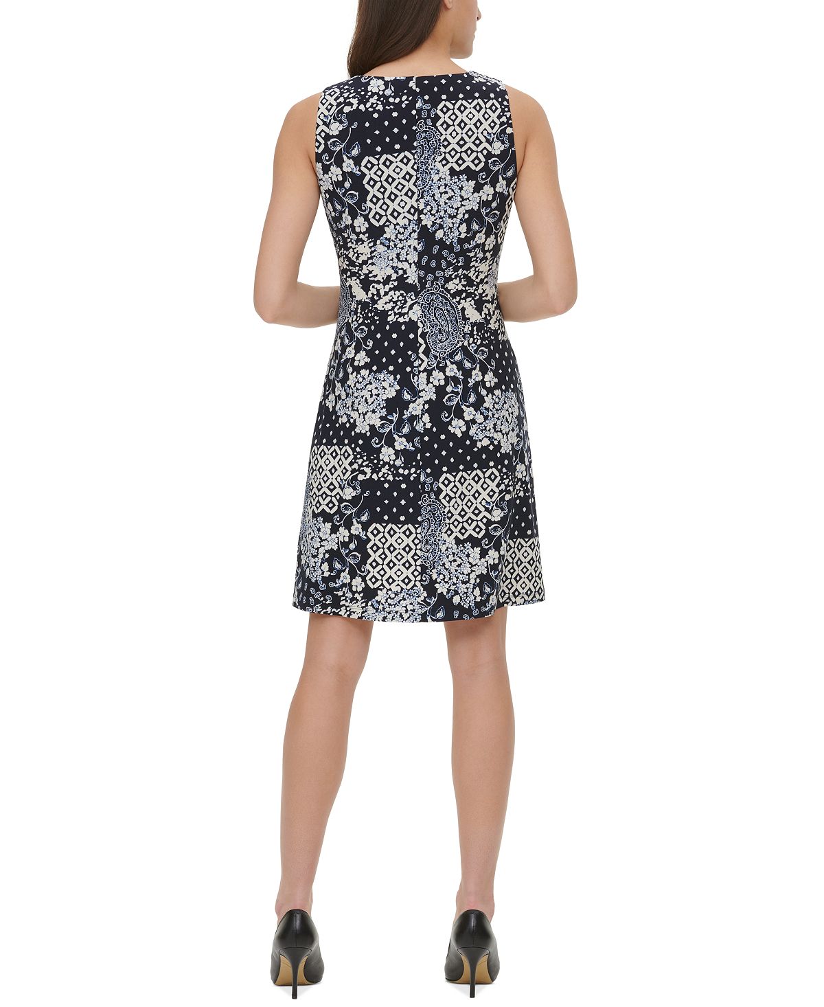 Tommy Hilfiger Women's Bali Patchwork Dress Blue Size 4Petite