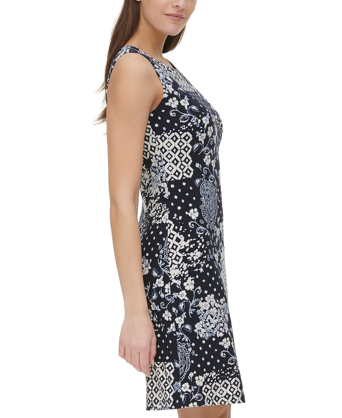 Tommy Hilfiger Women's Bali Patchwork Dress Blue Size 4Petite