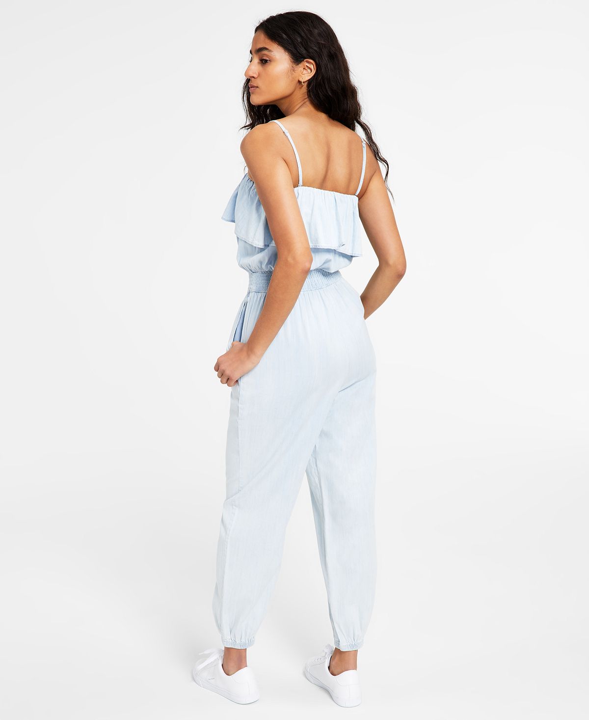 Tommy Jeans Women's Ruffled Jumpsuit Blue Size X-Large