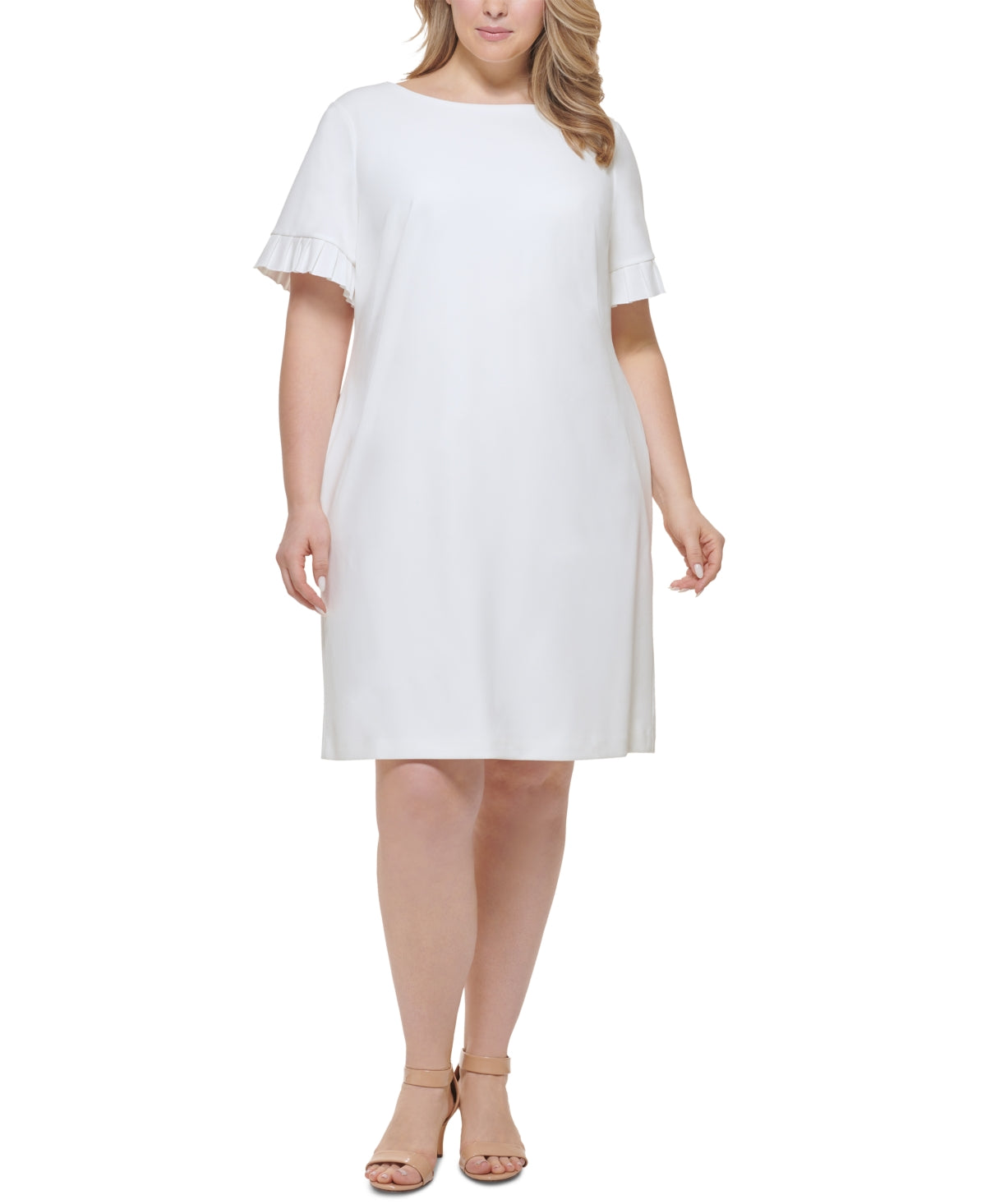 tommy-hilfiger-womens-ruffle-sleeve-shift-dress-white-size-18w