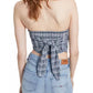 Tommy Jeans Women's Plaid Smocked Scarf Bandeau Top Blue Size Large