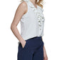 Tommy Hilfiger Women's Crinkle Woven Ruffled Blouse White Size Large