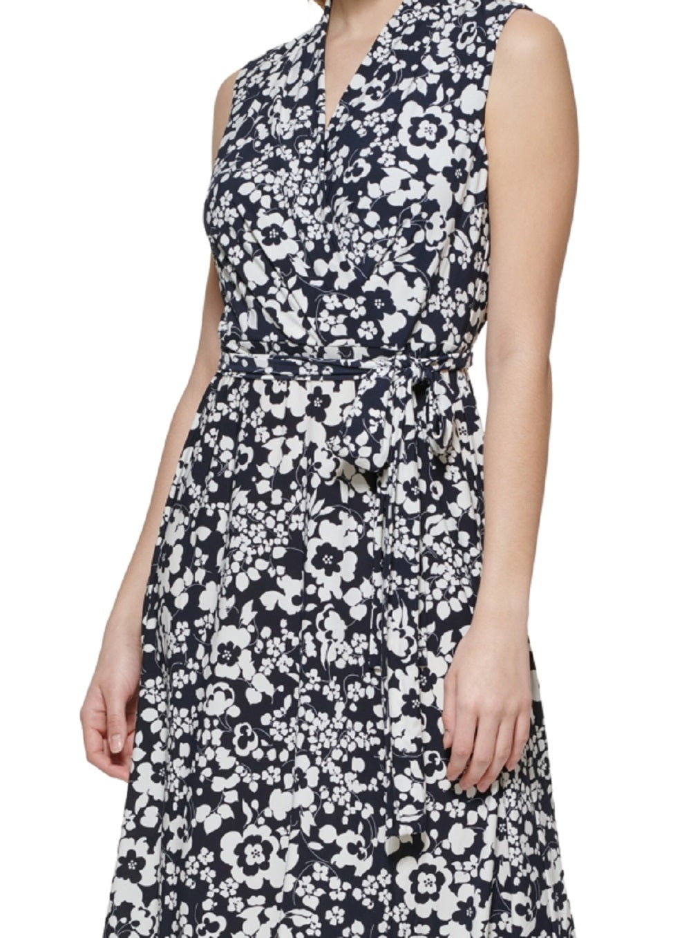Tommy Hilfiger Women's Printed Faux Wrap Midi Dress Blue Size 2
