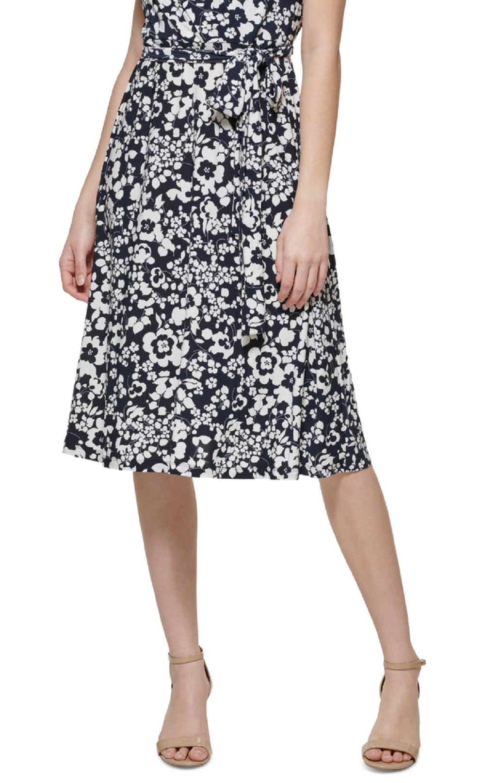Tommy Hilfiger Women's Printed Faux Wrap Midi Dress Blue Size 2