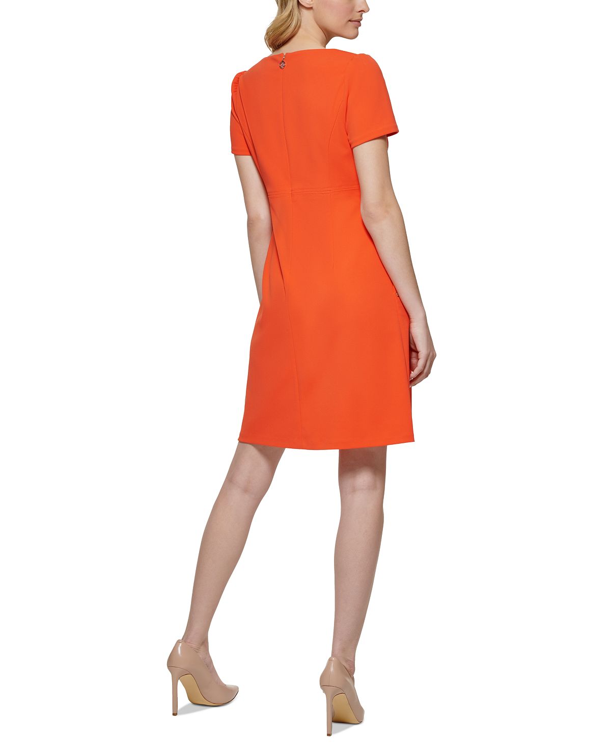 Tommy Hilfiger Women's Square Neck Fit & Flare Dress Red Size 4Petite