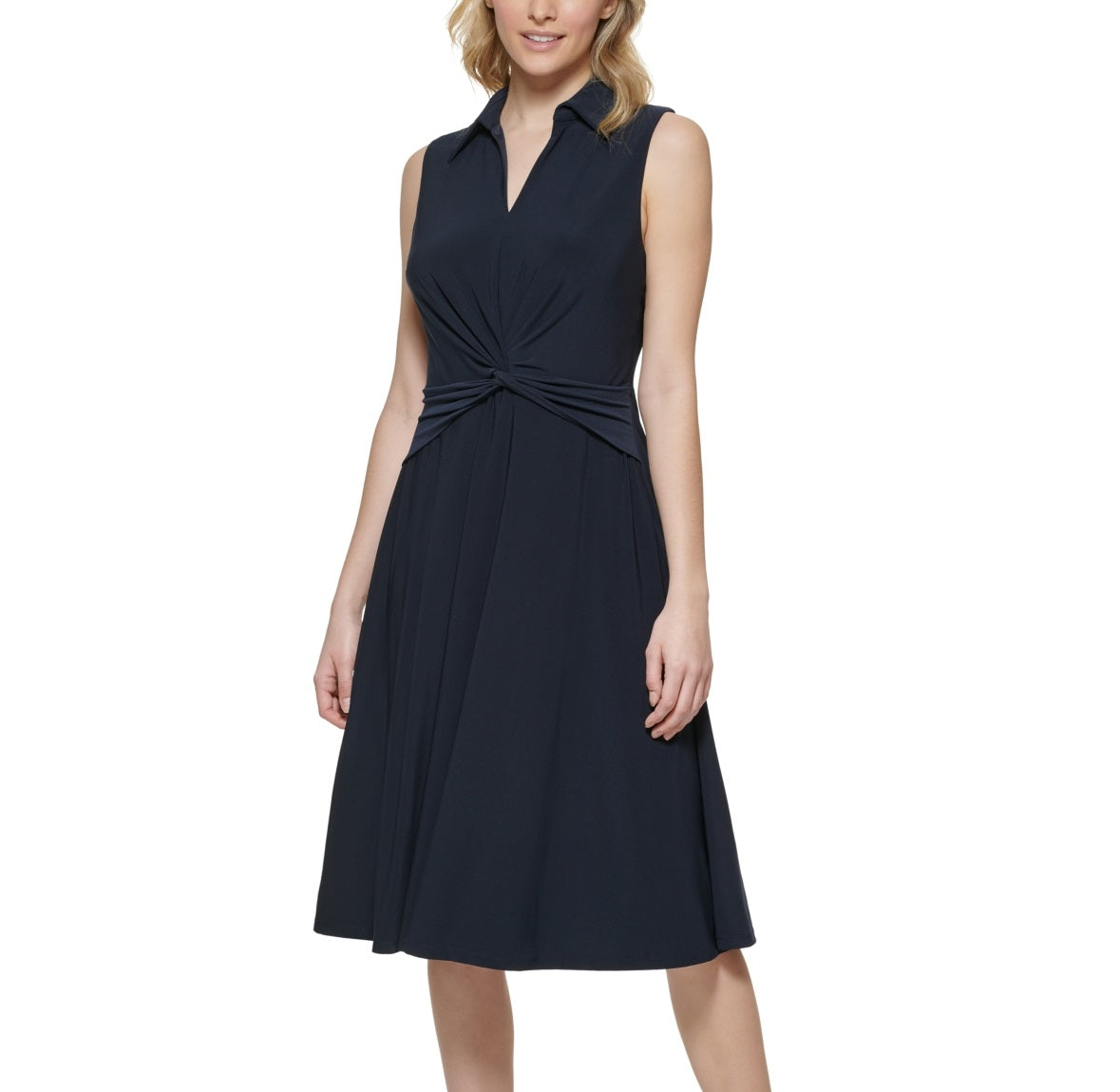 Tommy Hilfiger Women's Twist Front Midi Dress Blue Size 14