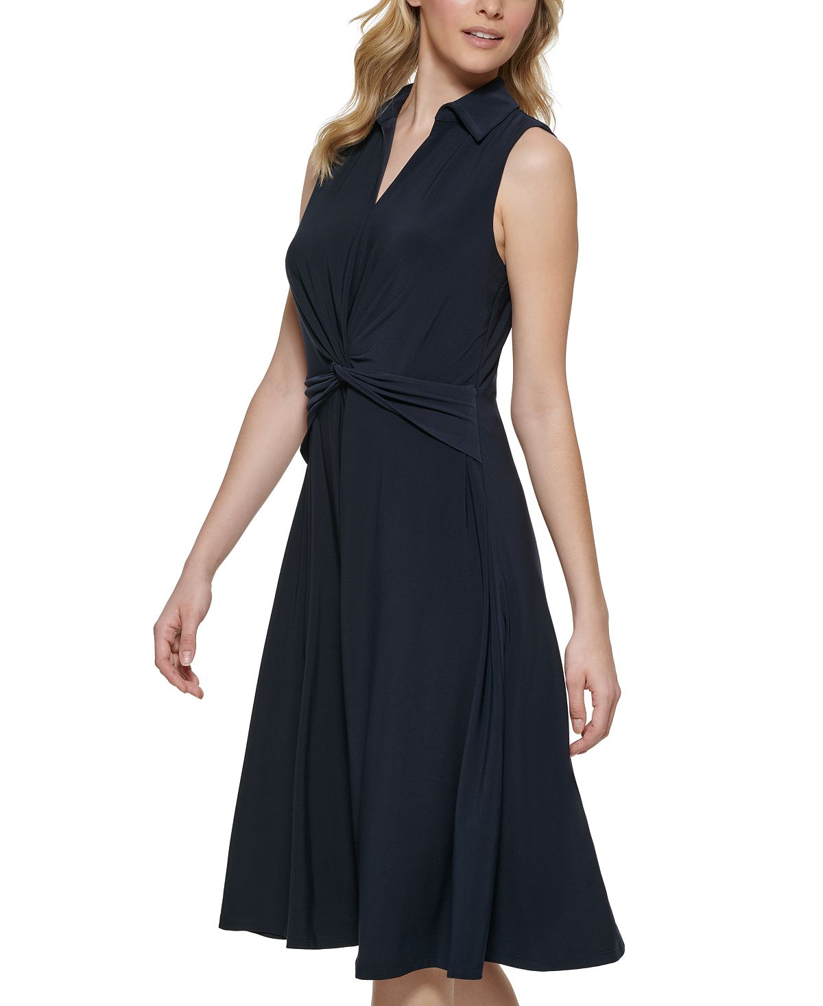 Tommy Hilfiger Women's Twist Front Midi Dress Blue Size 12
