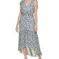 Tommy Hilfiger Women's Floral Prin High Low Maxi Dress Blue Size 6
