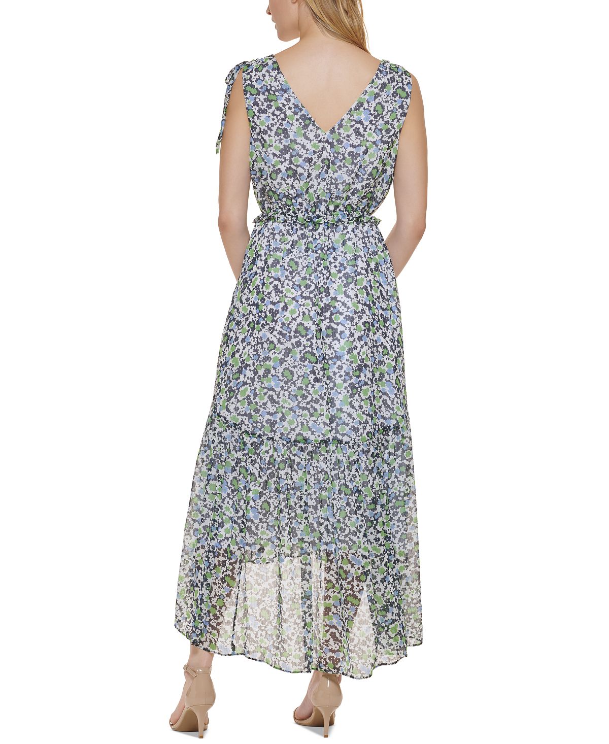 Tommy Hilfiger Women's Floral Prin High Low Maxi Dress Blue Size 6