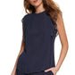 Tommy Hilfiger Women's Ruffled Sleeveless Blouse Blue Size Small