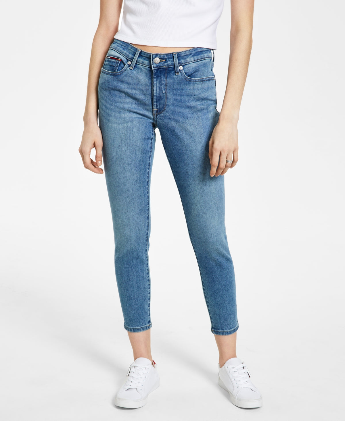 Tommy Jeans Women's Mid Rise Ankle Jeans Blue Size 30