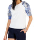 Tommy Hilfiger Women's Mixed Media Puff Sleeve Top White Size X Large