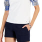 Tommy Hilfiger Women's Mixed Media Puff Sleeve Top White Size X Large