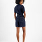 Tommy Hilfiger Women's Belted Button Down Romper Blue Size Medium
