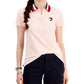 Tommy Hilfiger Women's Embroidered Heart Logo Polo Top Pink Size Small