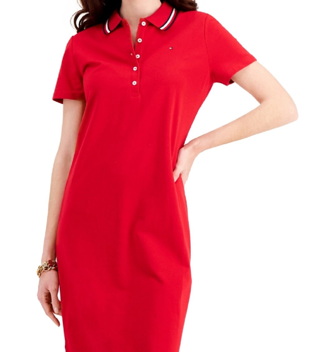 Tommy Hilfiger Women's Midi Polo Dress Red Size X Small