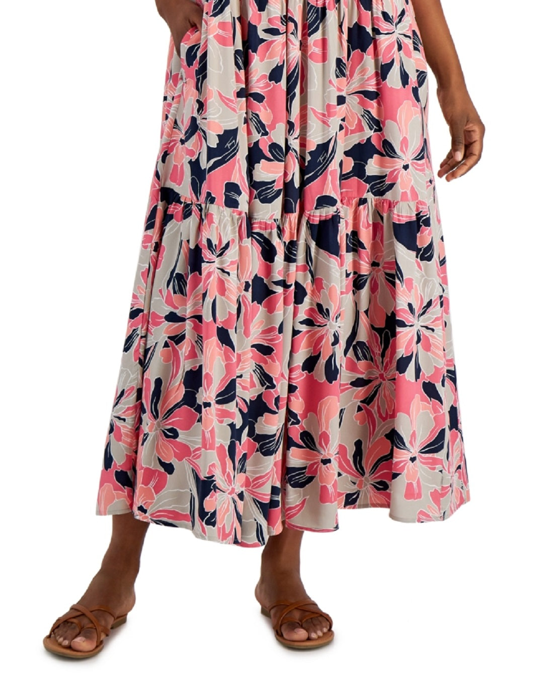 Tommy Hilfiger Women's Floral Print Halter Maxi Dress Pink Size X-Small