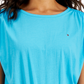 Tommy Hilfiger Women's Solid Smocked Waist Top Blue Size Medium
