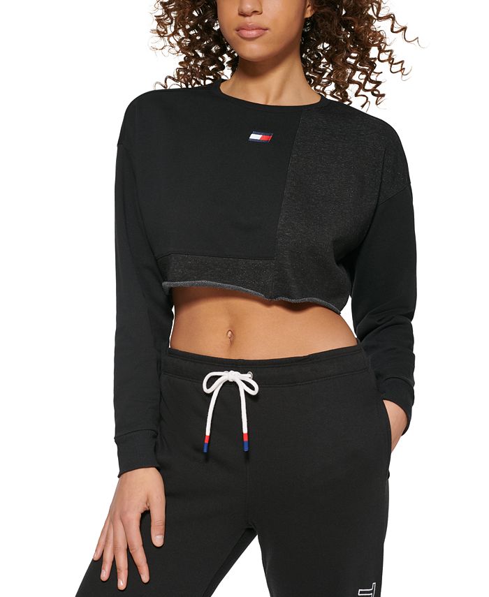 Tommy Hilfiger Women's Cropped Sweatshirt Gray Size XX-Large