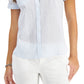 Tommy Hilfiger Women's Cotton Striped Button Down Camp Shirt Blue Size X-Small
