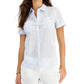 Tommy Hilfiger Women's Cotton Striped Button Down Camp Shirt Blue Size X-Small