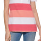 Tommy Hilfiger Women's Short Sleeve Polo Rugby Striped Top Pink Size X Large