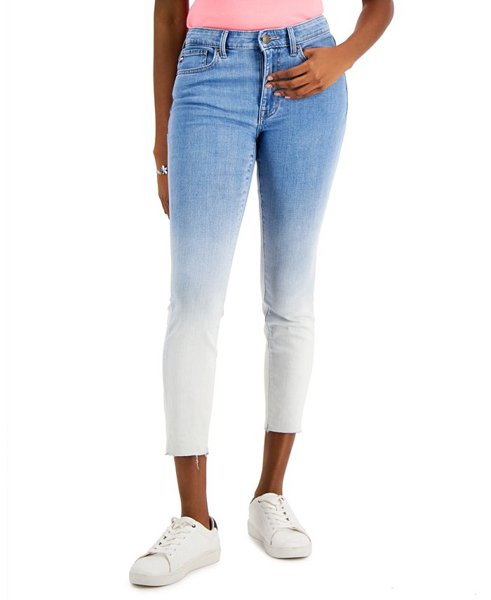 Tommy Hilfiger Women's Tribeca Th Flex Dip Dye Skinny Jeans Blue Size 12