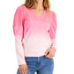 Tommy Hilfiger Women's Long Sleeve Cotton Ombre Top Pink Size Small