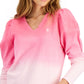 Tommy Hilfiger Women's Long Sleeve Cotton Ombre Top Pink Size Small