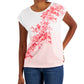 Tommy Hilfiger Women's Ombre Floral Short Sleeve T Shirt Pink Size Medium